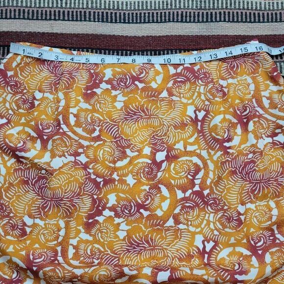 Lafayette 148 Silk Floral Tulip Ruffle Skirt Sz 14 Orange Beige Office Career - Picture 6 of 8